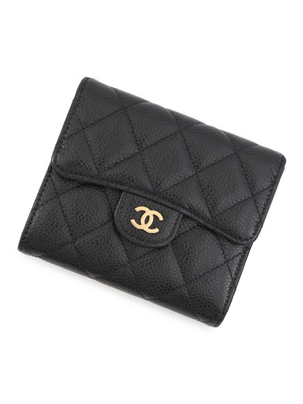 Chanel Trifold Wallet Classic Small Flap Lambskin Black